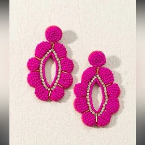 Anthropologie Gabriella Beaded hot pink earrings